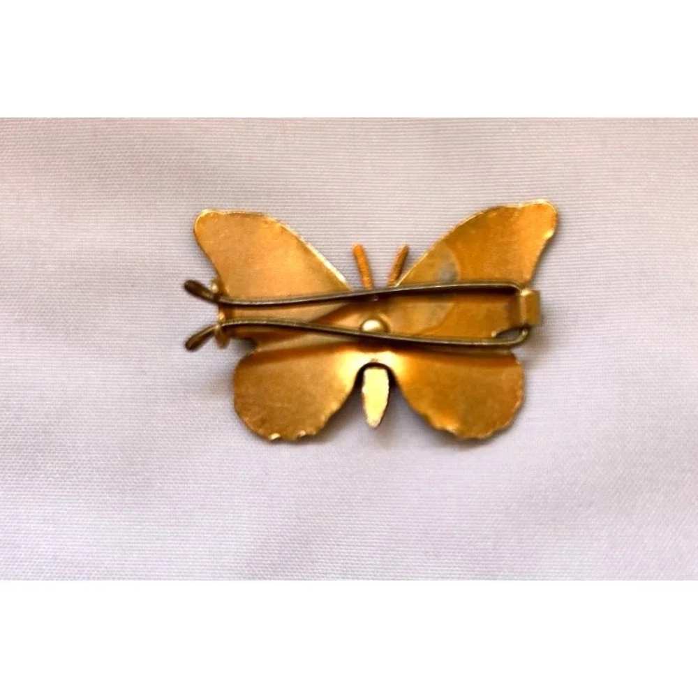 Vintage 70s Butterfly Hair Accessories Lot 3 Hairpins Barrettes Enamel Cloisonne